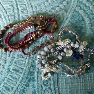 Ribbon & Bead Wrap bracelets/necklace